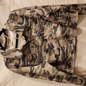 Savanna Jane Camouflage Multicolor Corduroy Jacket Shacket With Rhinestones